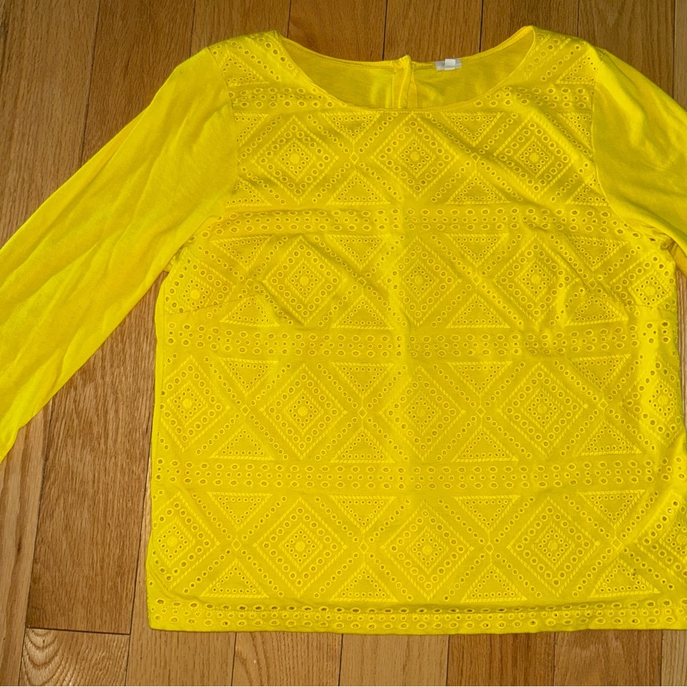 J. Crew Geometric Embroidered Front Button Back Top